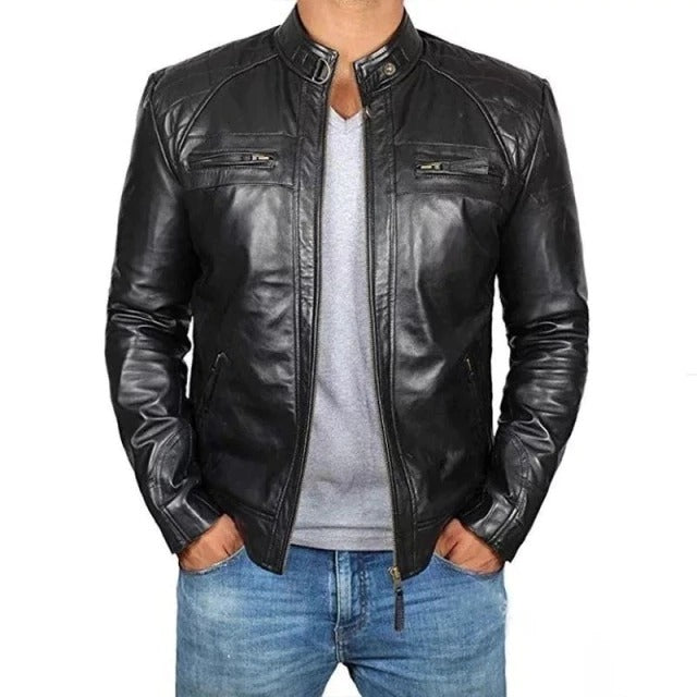 Jaqueta de Couro Masculina Slim Fit
