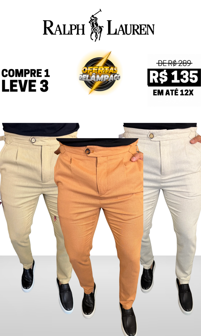 Calça Alfaiataria Verona Linho Ajuste Catraca  - Compre 1 Leve 3