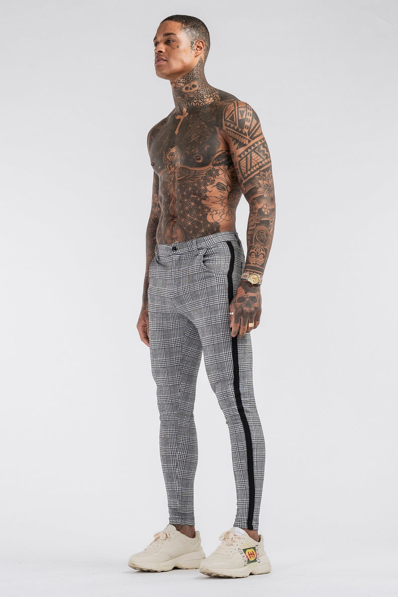 Calça Alfaiataria Masculina Luca Messina Cinza Xadrez