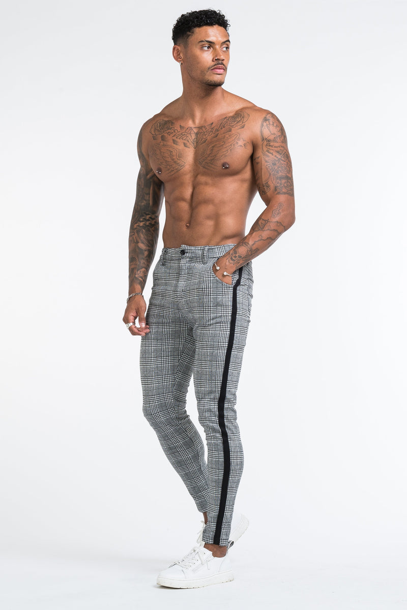 Calça Alfaiataria Masculina Luca Messina Cinza Xadrez