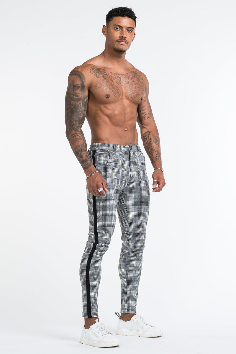 Calça Alfaiataria Masculina Luca Messina Cinza Xadrez