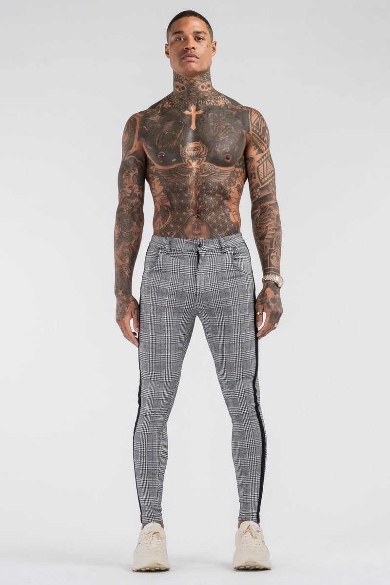 Calça Alfaiataria Masculina Luca Messina Cinza Xadrez