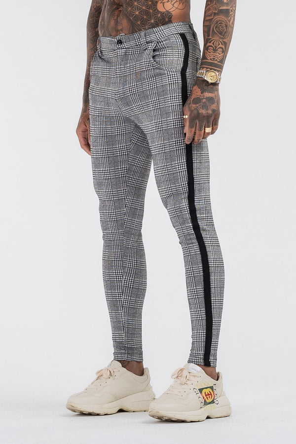 Calça Alfaiataria Masculina Luca Messina Cinza Xadrez