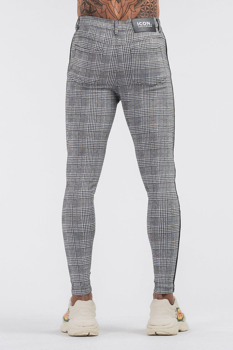 Calça Alfaiataria Masculina Luca Messina Cinza Xadrez