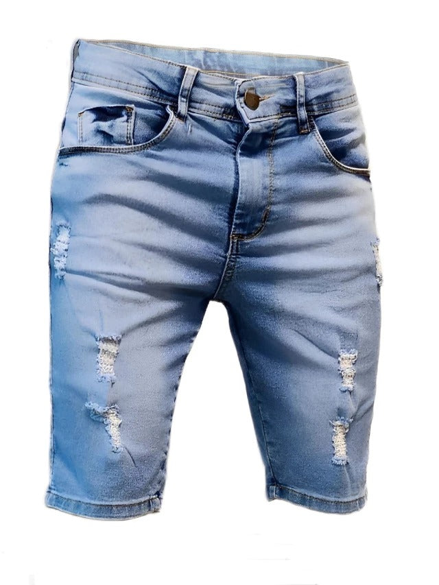 Bermuda Jeans Clara Masculina com Lycra Destroyed