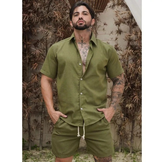 Conjunto Camisa de Botão e Short Masculino