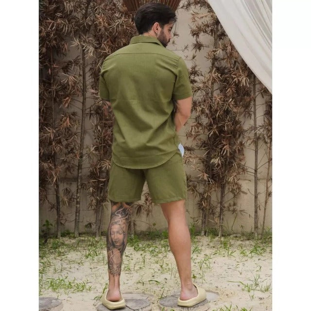 Conjunto Camisa de Botão e Short Masculino