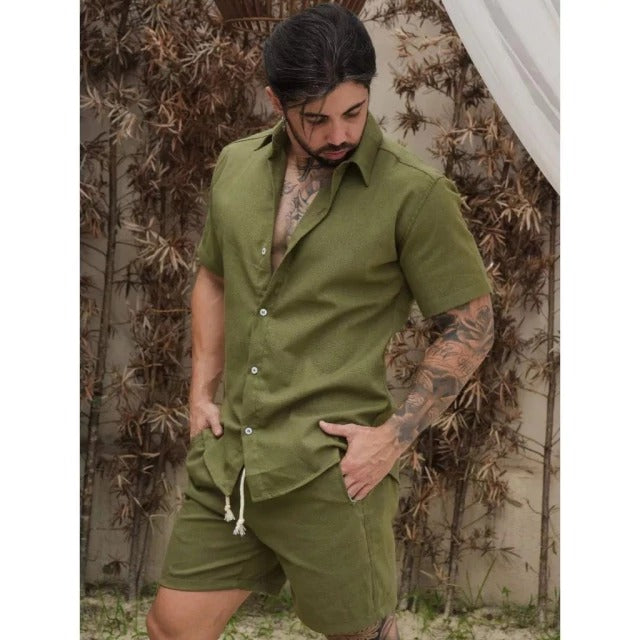 Conjunto Camisa de Botão e Short Masculino