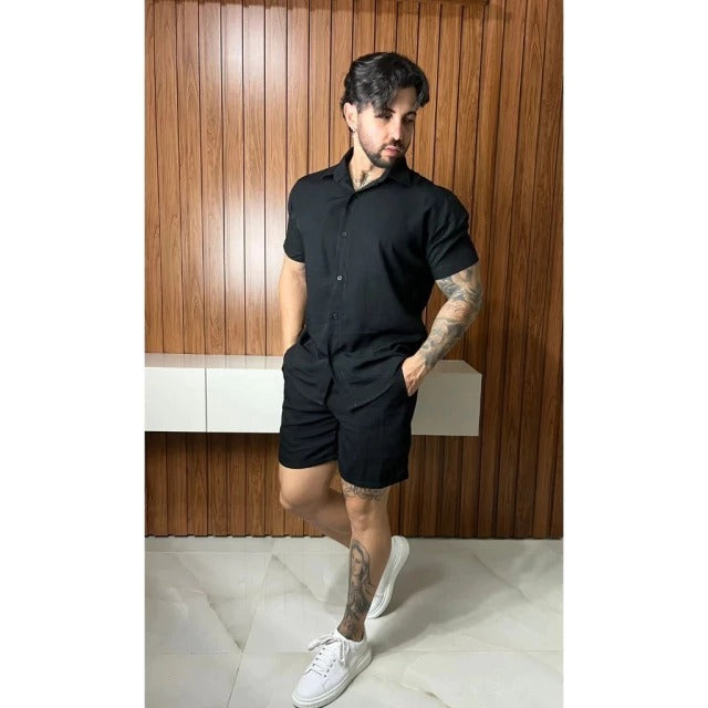 Conjunto Camisa de Botão e Short Masculino