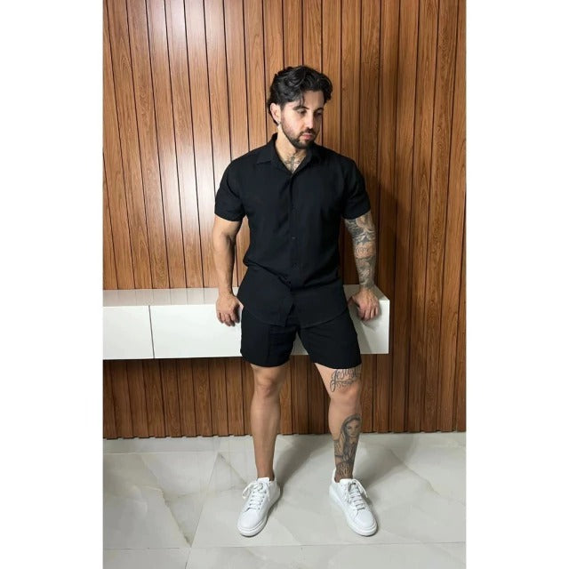 Conjunto Camisa de Botão e Short Masculino