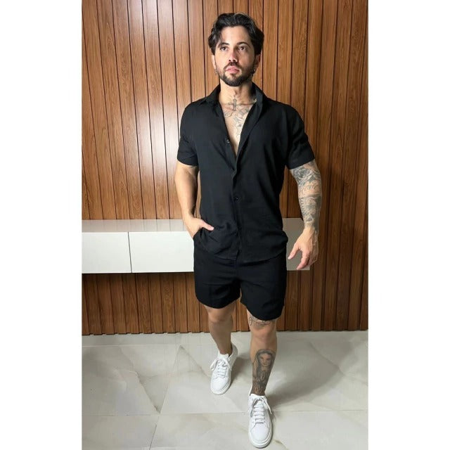 Conjunto Camisa de Botão e Short Masculino