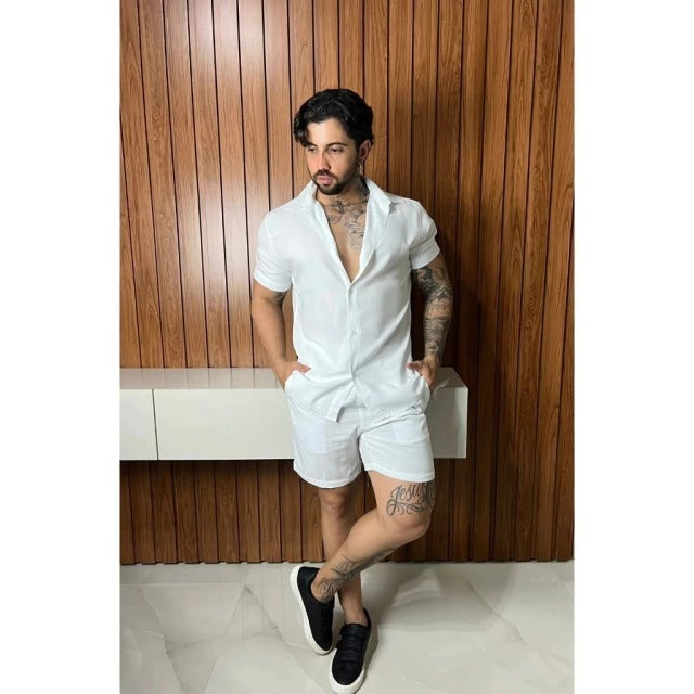 Conjunto Camisa de Botão e Short Masculino